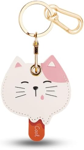 Leather Keychain Holder Case for AirTag, Cute Protective Cover for Apple Airtag KeyChain, GPS Tracker Item Finder