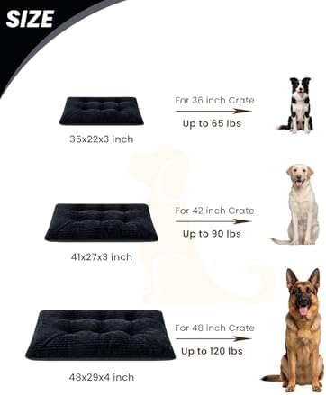 KSIIA Washable Dog Crate Bed Kennel Mat for Large Dogs, 48 x 29 Inch, Black