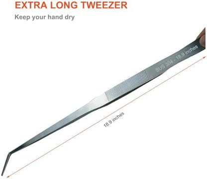 18.9 Inch Extra Long Tweezers for Aquarium, Stainless Steel Feeding Tongs