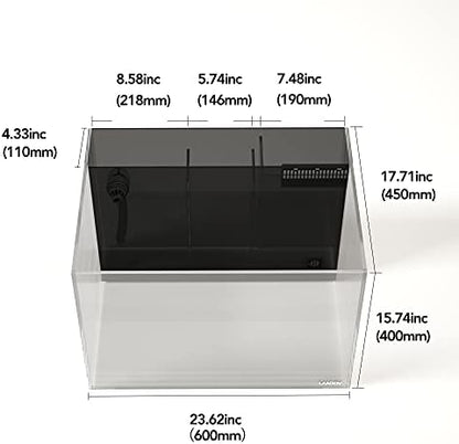 LANDEN EzFlux 60 Rimless 26 Gallon Rear Filtration Tank, Pump Included