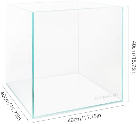 16 Gallon Rimless Aquarium, Ultra Clear Low Iron Cube Tank