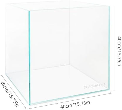 16 Gallon Rimless Aquarium, Ultra Clear Low Iron Cube Tank