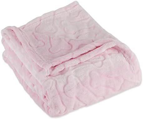 Bone Dry Embossed Bone Print Pet Blanket, Pink, 36x48"