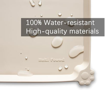Hoki Found Large Silicone Pet Feeding Tray - Waterproof Dog Pet Cat Feeding Mat - Non Slip Pet Dog Cat Food Bowl Mats Placemat -Pet Water Mats for Carpet -Papayawhip