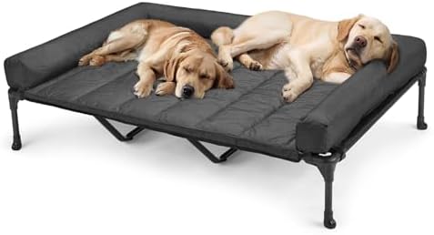 Veehoo Outdoor Elevated Dog Bed with Waterproof Bolster Cushion, Cooling