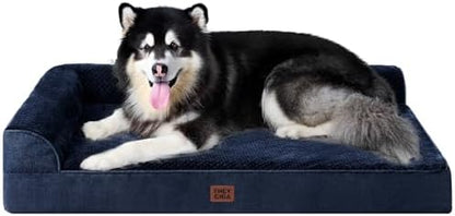 EHEYCIGA XXL Dog Bed Memory Foam, Orthopedic Giant Dog Bed Jumbo with Washable Removable Cover, Waterproof Pet Sofa Couch with Nonskid Bottom, 48x35x7.5, Navy Blue
