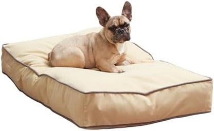 South Pine Porch Buddy Reversible Rectangle Pillow Style Microfiber Dog Bed with Removable, Machine-Washable Cover, Cream, Small (36 in. x 24 in.)