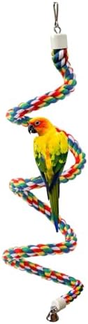 79'' Bird Perch,Bird Rope Perch & Birds Swing Set,Bird perches for cage,Rope Perch for Conures,Parrots,Cockatiel,Lovebird,Budgerigar,Parakeet perches for cage
