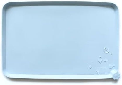 Hoki Found X-Large Silicone Pet Food Mats - Non Slip Dog Cat Bowl Placemat - Waterproof Dog Cat Food Mats for Carpet - Frost