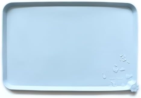 Hoki Found X-Large Silicone Pet Food Mats - Non Slip Dog Cat Bowl Placemat - Waterproof Dog Cat Food Mats for Carpet - Frost