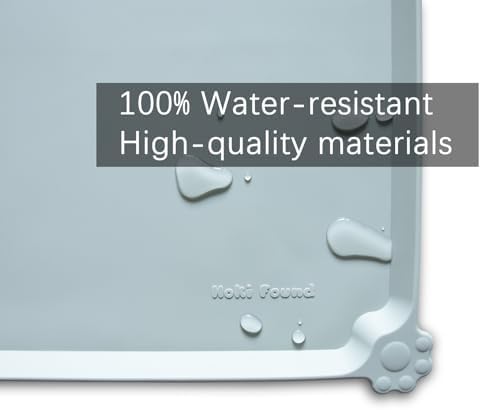 Hoki Found Silicone Pet Food Tray - High-Lips Dog Cat Bowl Mats - Waterproof Dog Cat Food Mats - Battleship