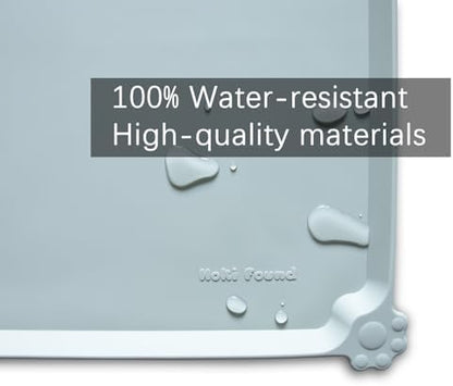 Hoki Found Silicone Pet Food Tray - High-Lips Dog Cat Bowl Mats - Waterproof Dog Cat Food Mats - Battleship
