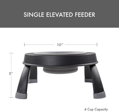 Dexas Pets Single Elevated Pet Feeder/Pet Bowl, Large/ 4 Cup Capacity, Light Gray