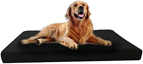 Black Canvas Durable External Case Cover Waterproof Therapeutic Orthopedic 100% Solid True Dense Cooling Blue Memory Foam Pad Pet Dog Bed Crate Free 2nd External Cover (55x37x4 Inch)