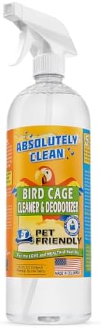 Absolutely Clean Amazing Bird Cage Cleaner and Deodorizer - Just Spray/Wipe - Safely & Easily Removes Bird Messes Quickly and Easily - Made in The US - Fragrance Free (32oz Pack of 1)
