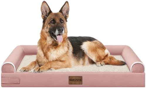 NANUYA Orthopedic Dog Bed for Jumbo Dogs, 48 x 33 Inch, Pink