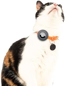 Airtag Silicone Cat Collar - Soft, Comfortable, and Lightweight Breakaway Collar with Air Tag GPS Tracker Holder for Outdoor Cats and Sensitive Skin Kittens by Nuvuq (6 ⅞" to 10 ¼", Orange)