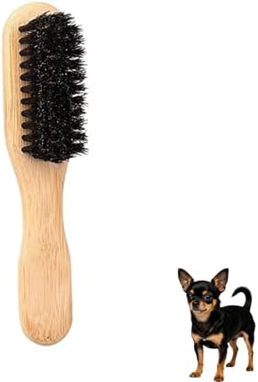 Soft Boar Bristle Dog Brush for Short Haired Dogs, Made of Bamboo,（Small）