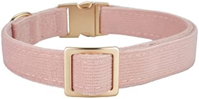 Soft Corduroy Fibric Dog Collar with High Grade Metal Buckle, for Medium Dogs(Light Pink,Medium:12-19")
