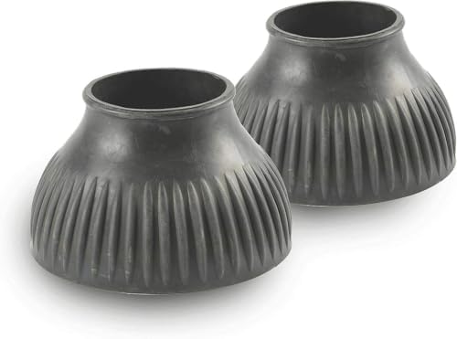 Shires Pull-On Ribbed Gum Rubber Bell Boots - Durable Overreach Hoof Protection for Horses #87689 Black/X-Large