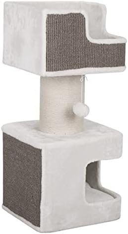 Trixie Ava Cat Tree – Cat Tower with Condo & Thick Scratching Post, Includes Removable Cushions – Indoor Cat Furniture for Scratching & Climbing – Gray, 16.5" x 16.5" x 33.9"