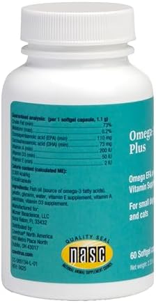 Covetrus Omega-3 Soft Gels for Cats & Small Dogs – Essential Fatty Acids with Vitamins A, E & D3 – Skin, Coat & Joint Supplement – 60 Count