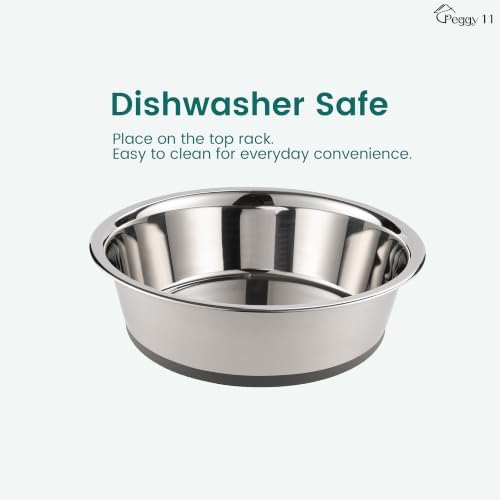 PEGGY11 Nonslip Stainless Steel Dog Bowls, 11.4 US Cup Each, 2 Pack