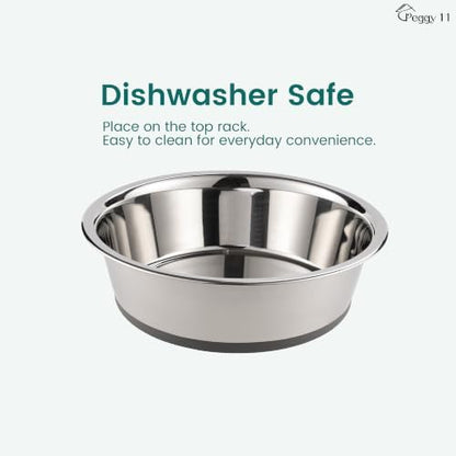 PEGGY11 Nonslip Stainless Steel Dog Bowls, 11.4 US Cup Each, 2 Pack