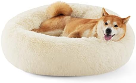 Bedsure Calming Dog Bed Medium Size Dog Donut Washable Pet Bed,30ins