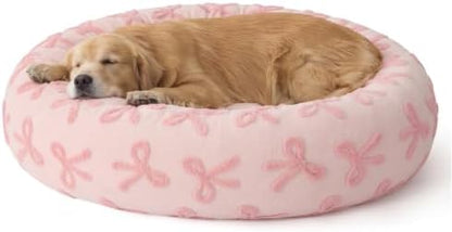 Lesure Shown on TV Jacquard Donut Dog Beds Extra Large,Pink Taffy 42x42x9in