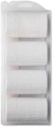 OVIK Health PowerFlex Equine – Extra Strong Self-Adhering Bandage Wrap – Wound Care, Compression & Support Bandage for Horses, Cows & Dogs – White, 4 inch, 4 Rolls (Resealable Case)