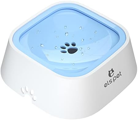 ELS PET No Spill Dog Cat Bowl 35oz 1L Anti Slip Travel Water Dispenser Blue