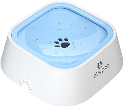 ELS PET No Spill Dog Cat Bowl 35oz 1L Anti Slip Travel Water Dispenser Blue