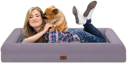 Jumbo Waterproof Dog Bed for Extra Large Size Dogs with Bolster
