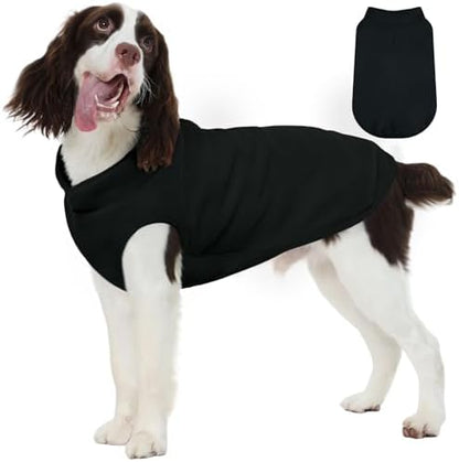 FUAMEY Dog Fleece Vest for Large Dogs,Warm Stretchy Dog Sweatshirts Pullover with Leash Hole Dogs Sweater Soft Pet Turtleneck Cozy Pet Vest Lightweight Sleeveless Black XXL