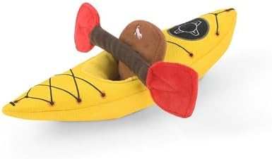 P.L.A.Y. Cute Plush Dog Toys - Camping, Outdoor Themed Durable Squeaker Chew Toy, Great for Puppies & Small, Medium, Large Dogs - Machine Washable, Recycled Materials (Camp Corbin K9 Kayak)
