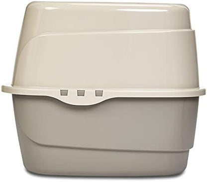 Amazon Basics Cat Litter Box with Lid, No-Mess, Spacious Enclosed Design with Odor Control, Easy Access, Stain Resistant, 26" x 23" x 20", Charcoal
