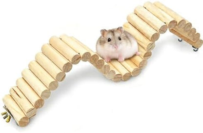 15.7x2.4In Wood Hamster Bridge Climb Toys for Rat Gerbil Sugar Glider Mice
