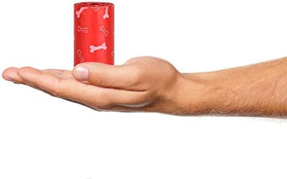 Parisian Pet Ecofriendly Dog Poop Bags Rolls - 160 Count Unscented Poop Bags for Dogs - Leakproof, Extra Thick, 8 Dog Waste Bags Refill Rolls - Printed Bone Red Doggie Poop Bags - Fits All Dispenser