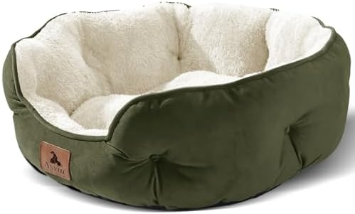 Asvin Medium Dog Bed for Medium Dogs, Cat Beds for Indoor Cats, Pet Bed for Puppy and Kitty, Extra Soft & Machine Washable with Anti-Slip & Water-Resistant Oxford Bottom, Green, 25 inches