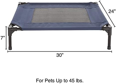 Elevated Dog Bed - 30x24-Inch Portable Pet Bed with Non-Slip Feet - Indoor/Outdoor Dog Cot or Puppy Bed for Pets up to 50lbs by PETMAKER (Blue)