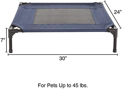 Elevated Dog Bed - 30x24-Inch Portable Pet Bed with Non-Slip Feet - Indoor/Outdoor Dog Cot or Puppy Bed for Pets up to 50lbs by PETMAKER (Blue)