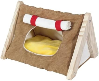 Guinea Pig Bed House Cages Accessories Hiding Place Cave Guinea Pig Hideout for Winter Sleeping Playing Chinchilla Hedgehogs, Brown