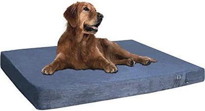 Dogbed4less Orthopedic Gel Memory Foam Pet Dog Bed, Waterproof Liner with External Microsuede Cover and Bonus Antislip Cover (Microsuede Gray, 47"X29"X4" Inches)
