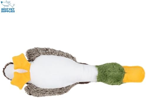 Best Pet Supplies Interactive Squeaky Dog Chew Toy, Ideal Dog Toys for Chewers, Small, Medium & Large Dogs, and Fetch Lovers - Mallard Duck (Brown), Large