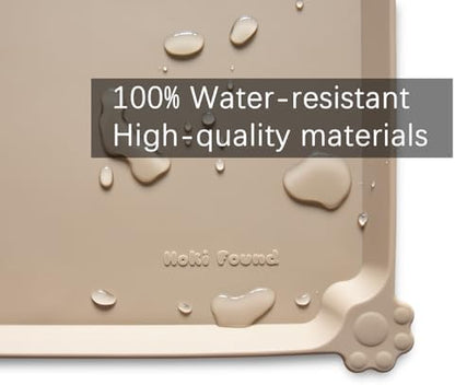 Hoki Found L Silicone Non Slip Pet Dog Cat Bowl Mats - Placemat - Feeding Mat - Waterproof - For Carpet - Tan