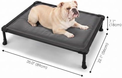 Veehoo Chew Proof Elevated Dog Bed, Padded Indestructible Raised Dog Cot