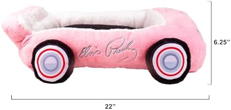 Megatoys Elvis Plush Car Pet Bed – Pink Pet Bed with Musical-Design Pillows and Elegant Car Styling