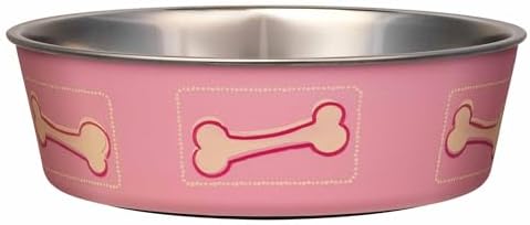 Loving Pets Bella Dog Bowls- Stainless Steel Dog & Cat Bowls - Spill Proof Dog Food Bowl, Cat Bowl, Puppy Essentials & Pet Supplies Great for Home & Travel (Large 35-65 lbs, Coastal Pink)