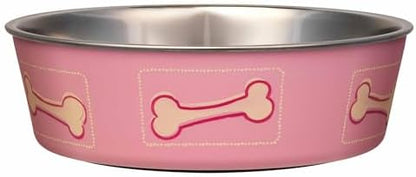 Loving Pets Bella Dog Bowls- Stainless Steel Dog & Cat Bowls - Spill Proof Dog Food Bowl, Cat Bowl, Puppy Essentials & Pet Supplies Great for Home & Travel (Small 10-20 lbs, Coastal Pink)